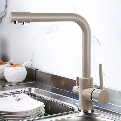 Вращение на 360 градусов латунный кран для питьевой фильтрованной воды, кухонный кран, изгиб и двойной угловой кран для кухонной раковины, воды